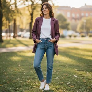 Vintage Kiko Woman's Burgundy   Jacket 100% Silk Size S #78